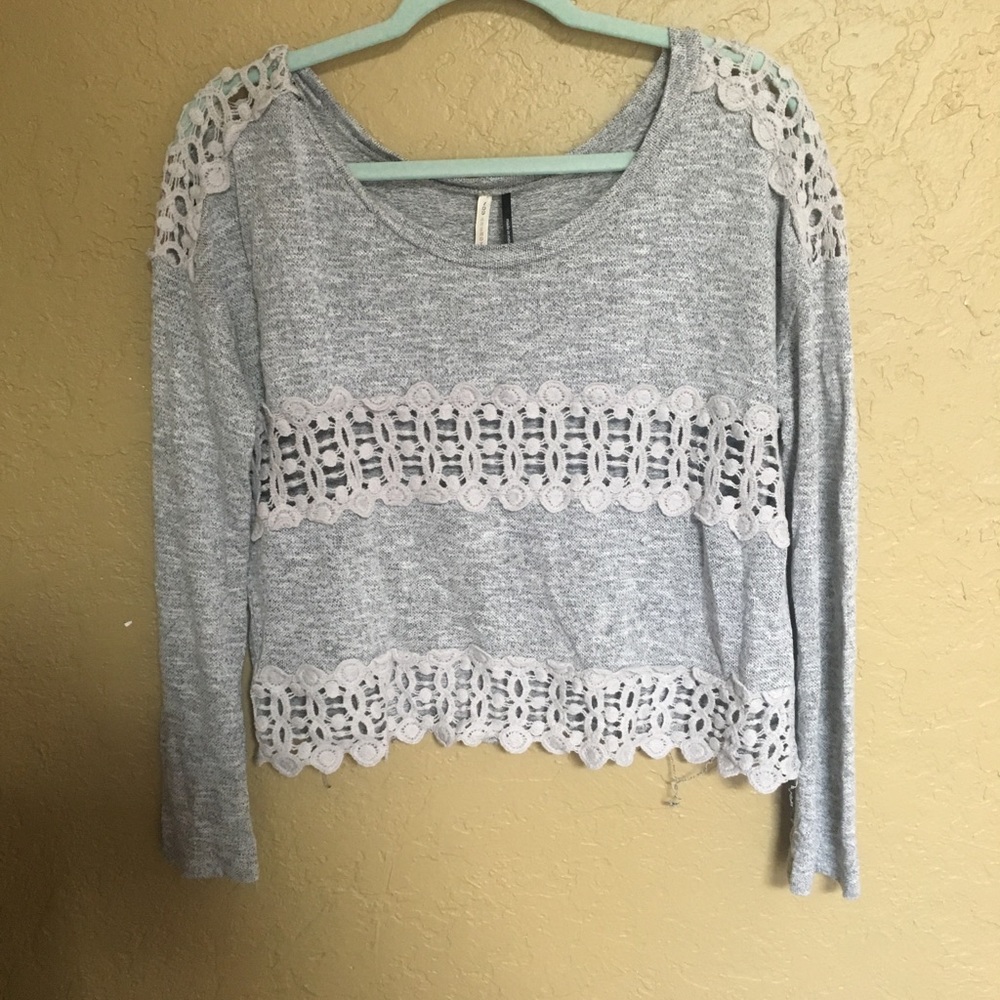 cropped gray sweater
